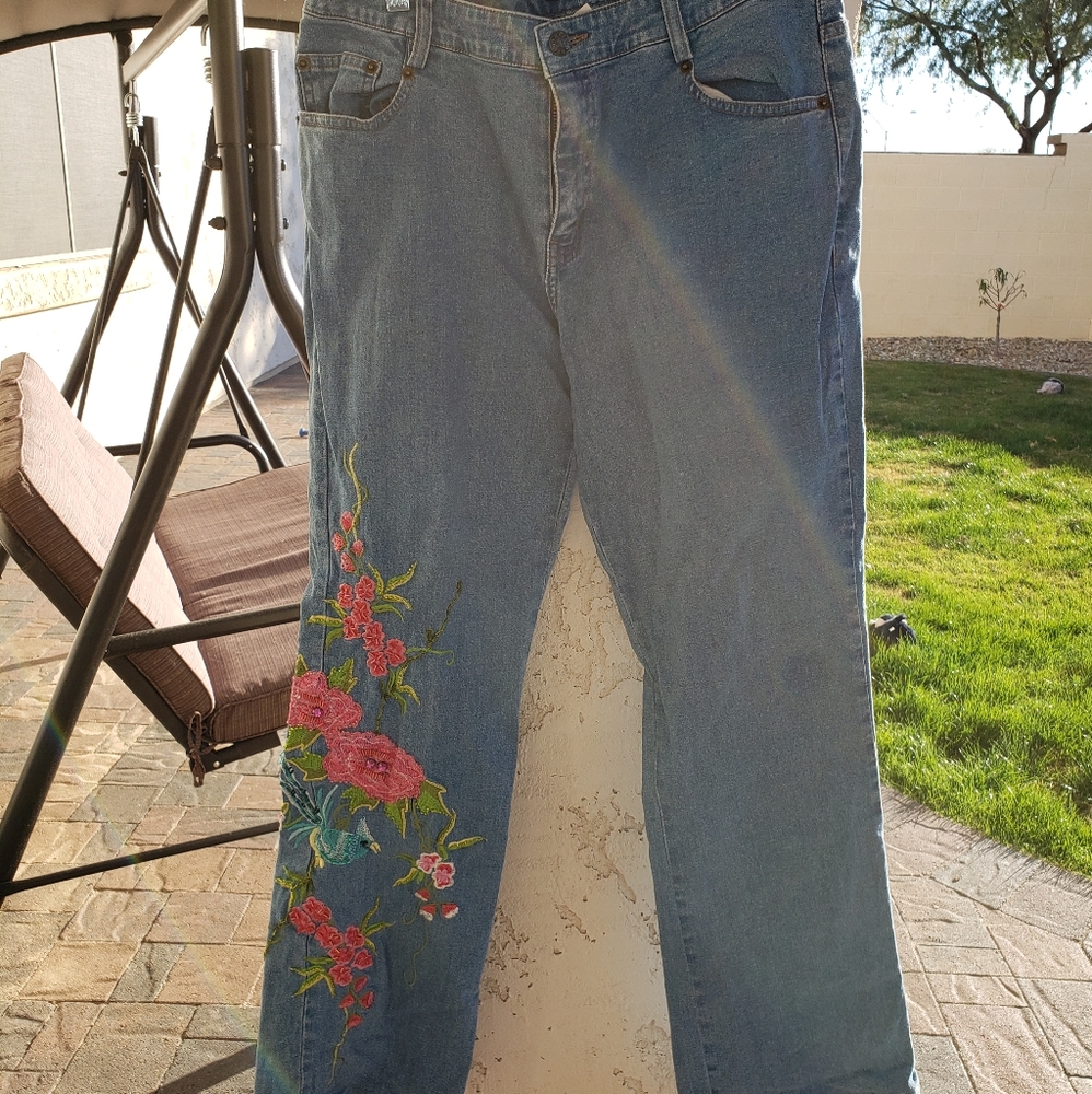 HavenBleu jeans beaded embroidered 10 NWOT